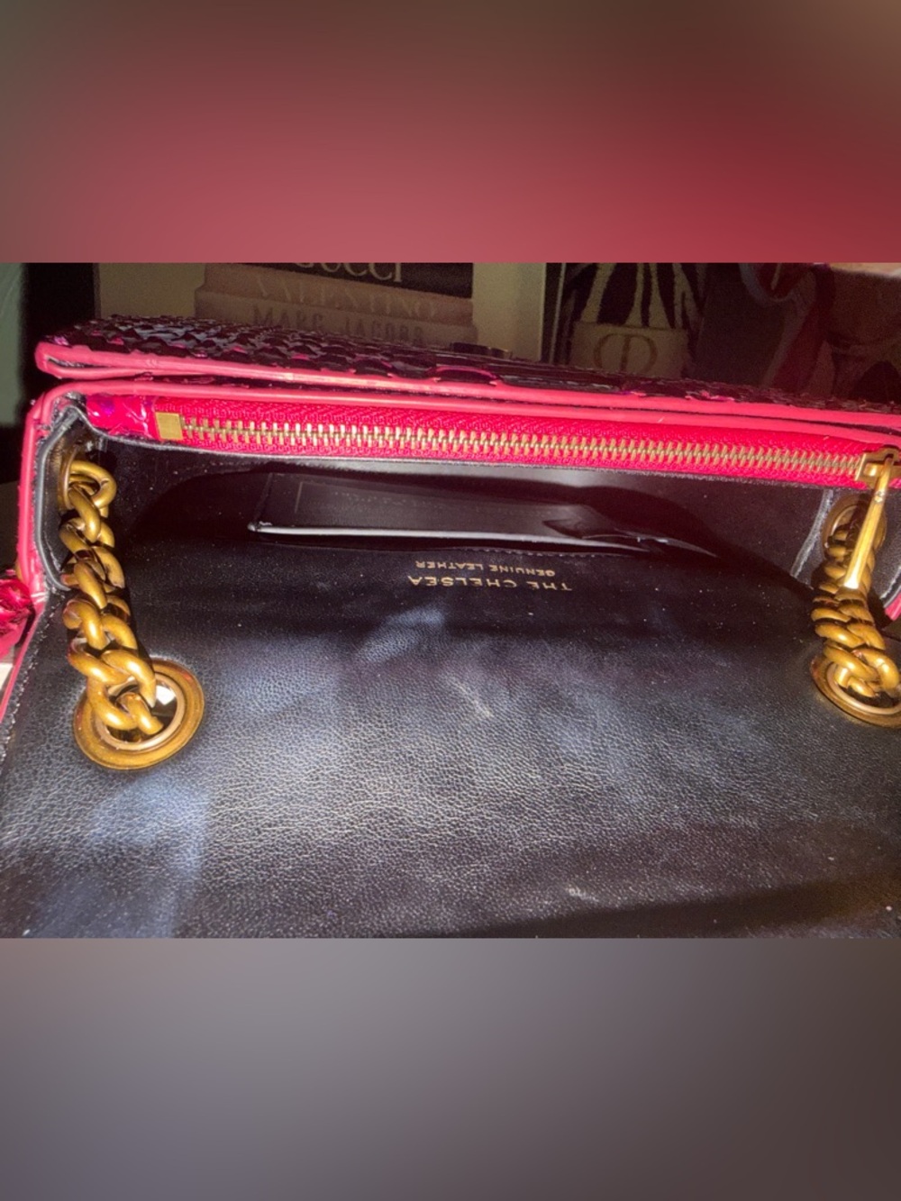 Kurt Geiger Hot Pink Snake-Embossed Crossbody & Wallet NWOT - Picture 12 of 14